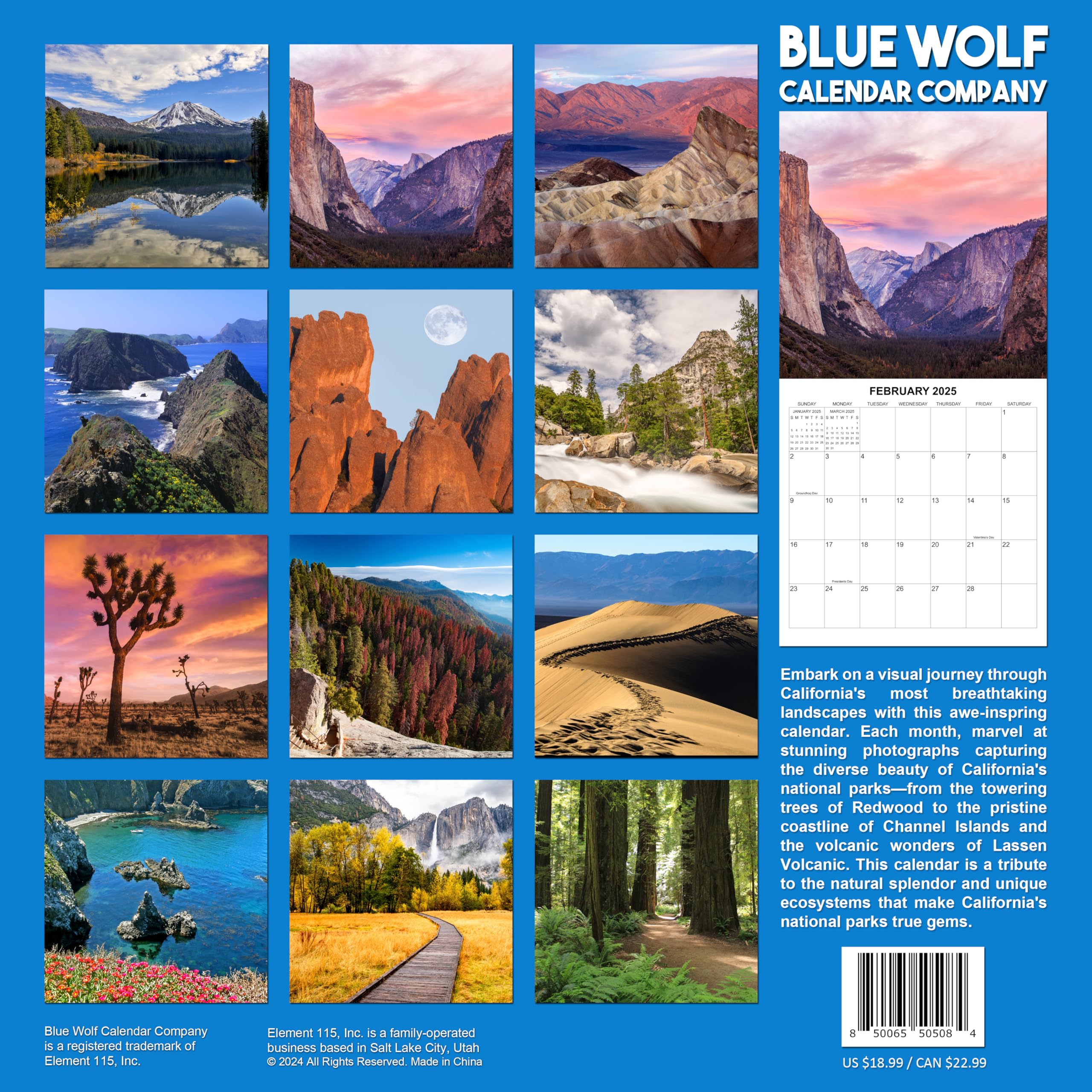 2025 California National Parks Monthly Wall Calendar - 12