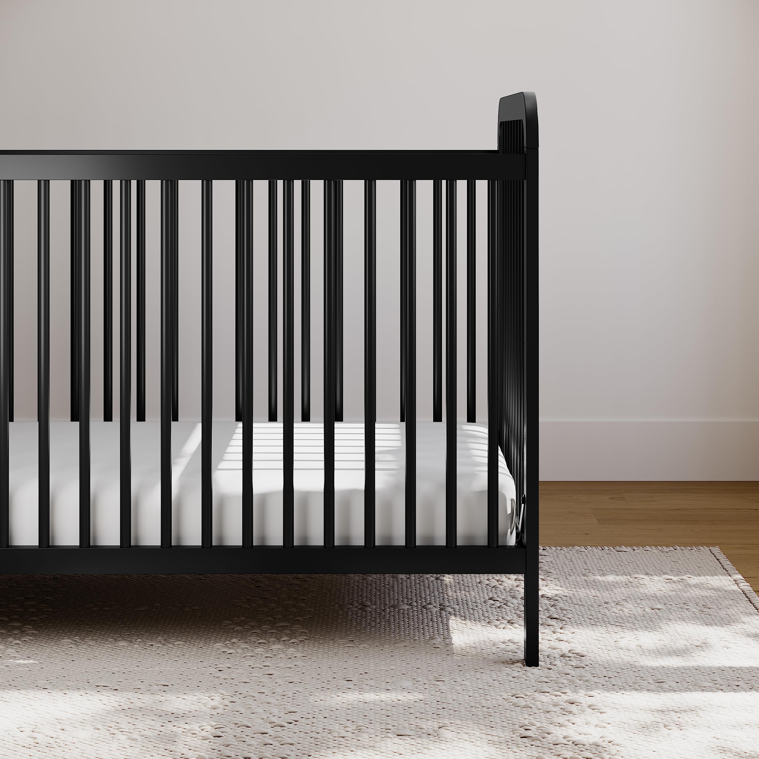 Storkcraft Pasadena 3-in-1 Convertible Baby Crib (Black) – GREENGUARD Gold Certified, Converts to Daybed & Toddler Bed, Fits Standard Full-Size Crib Mattress, Adjustable Height – Perfect for Nursery, Bedroom & Growing Toddlers