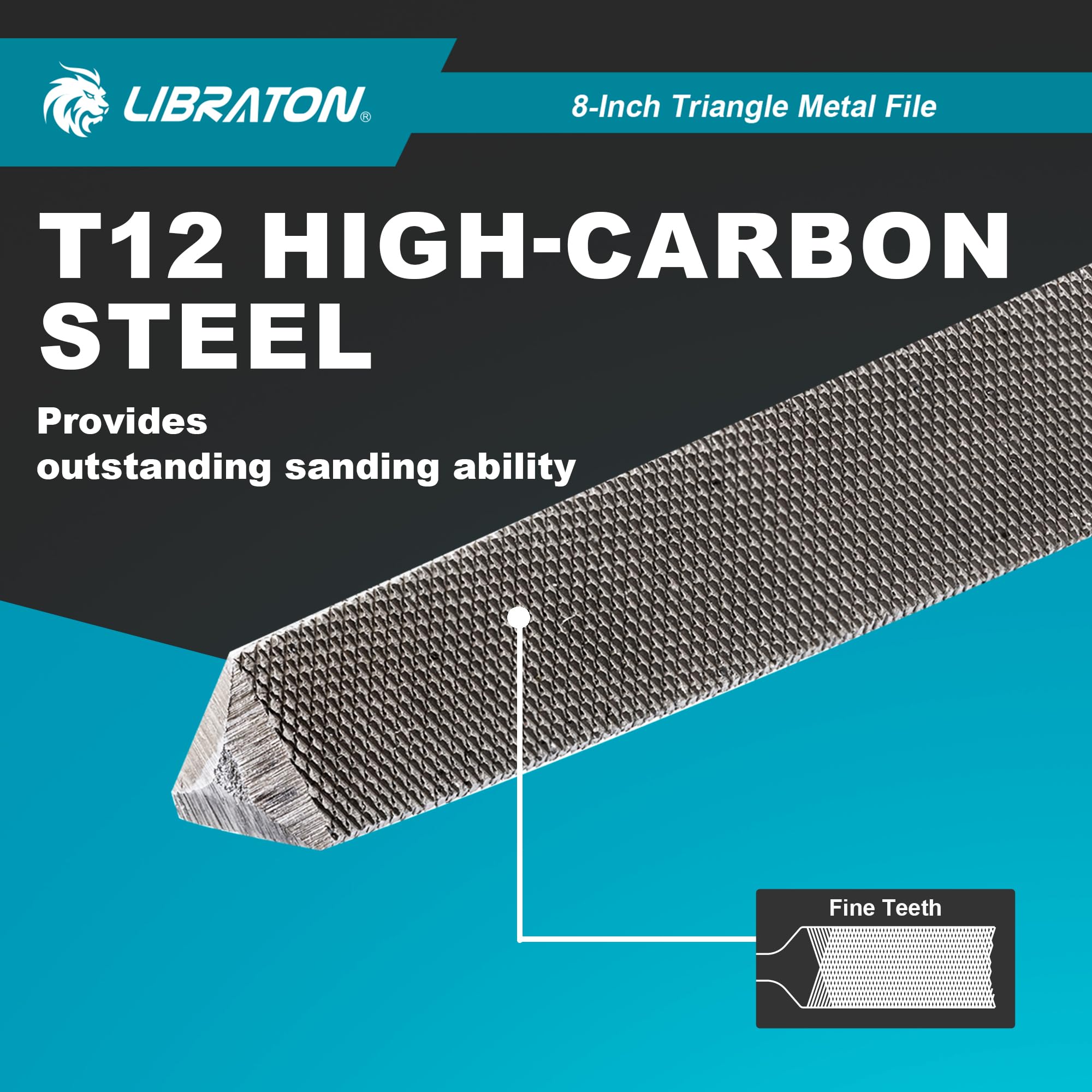 8-Inch Triangle Metal File - High Carbon Steel File with Ergonomic Handle for Metalworking, Wood & Plastic | Professional Hand File for Refining, Shaping & Scraping | Ideal for DIY Projects, Automotive Repair & Crafting
