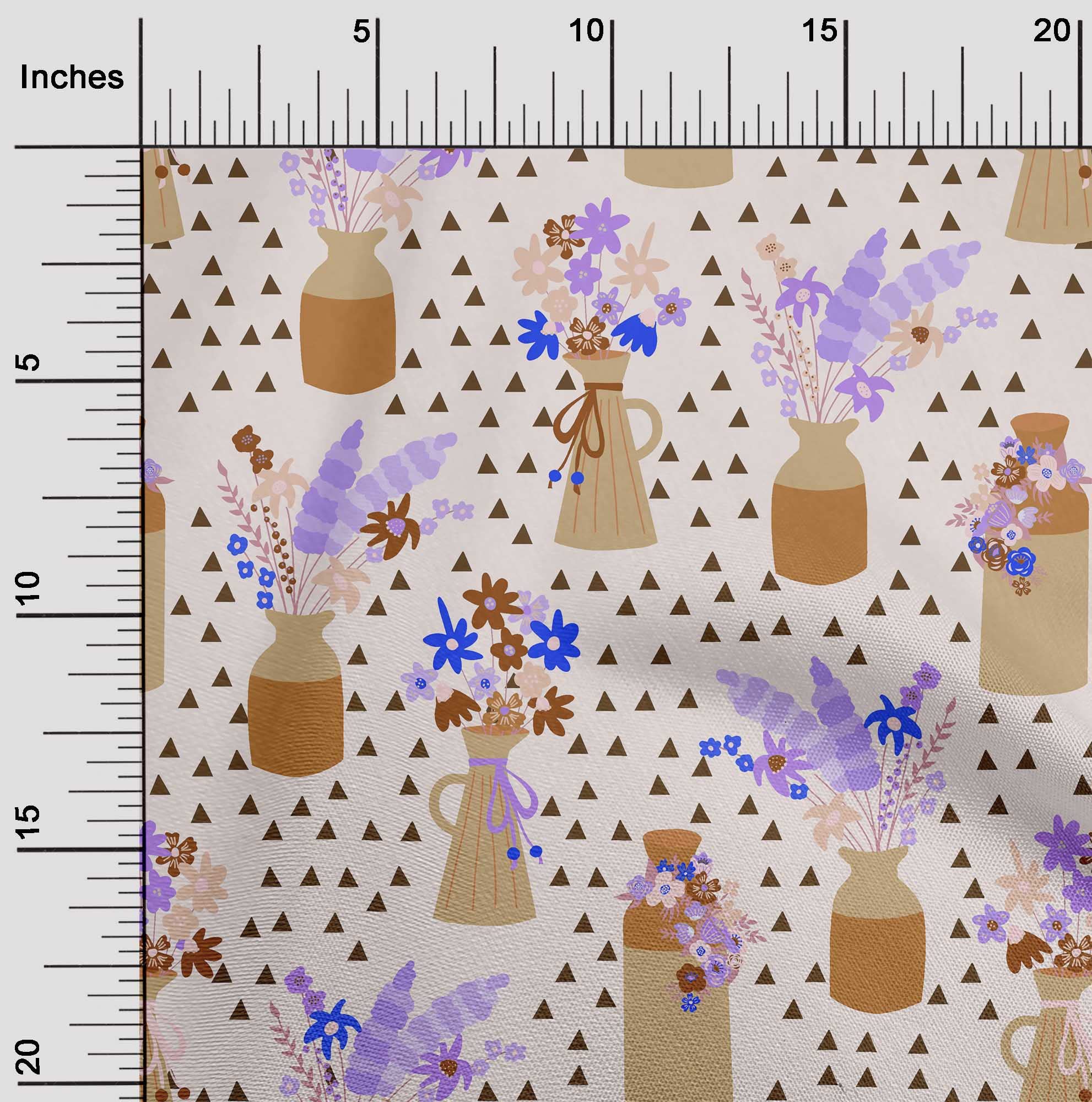 oneOone Cotton Flex Rust Brown Fabric Floral Vase Geometric Print - 40 Inch Wide by The Yard for Sewing, Quilting & DIY Craft Projects | Perfect for Home Decor, Upholstery & Fashion Accessories