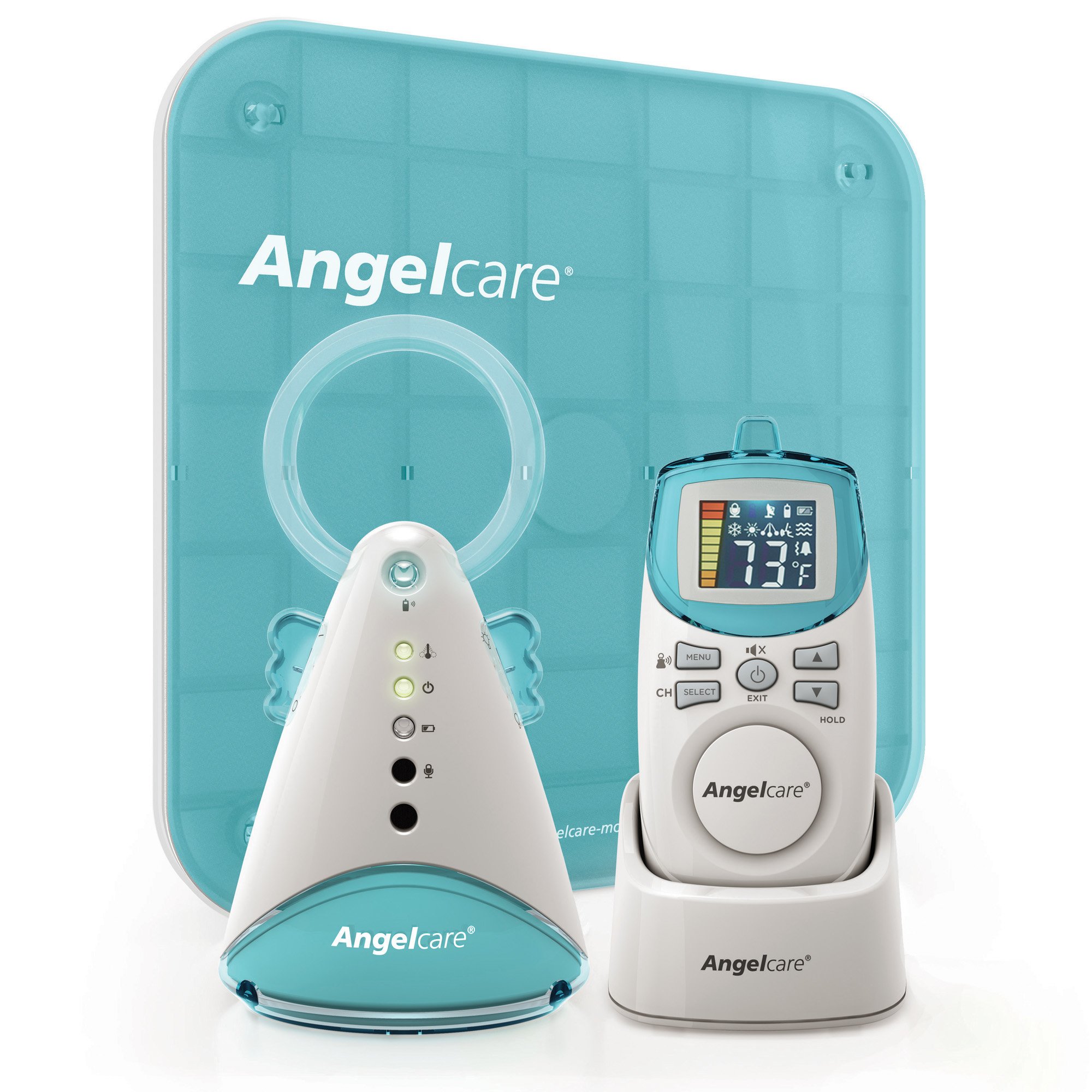 Angelcare Movement and Sound Baby Monitor with Under-Mattress Sensor - Aqua & White for Nursery, Crib Safety & Peace of Mind