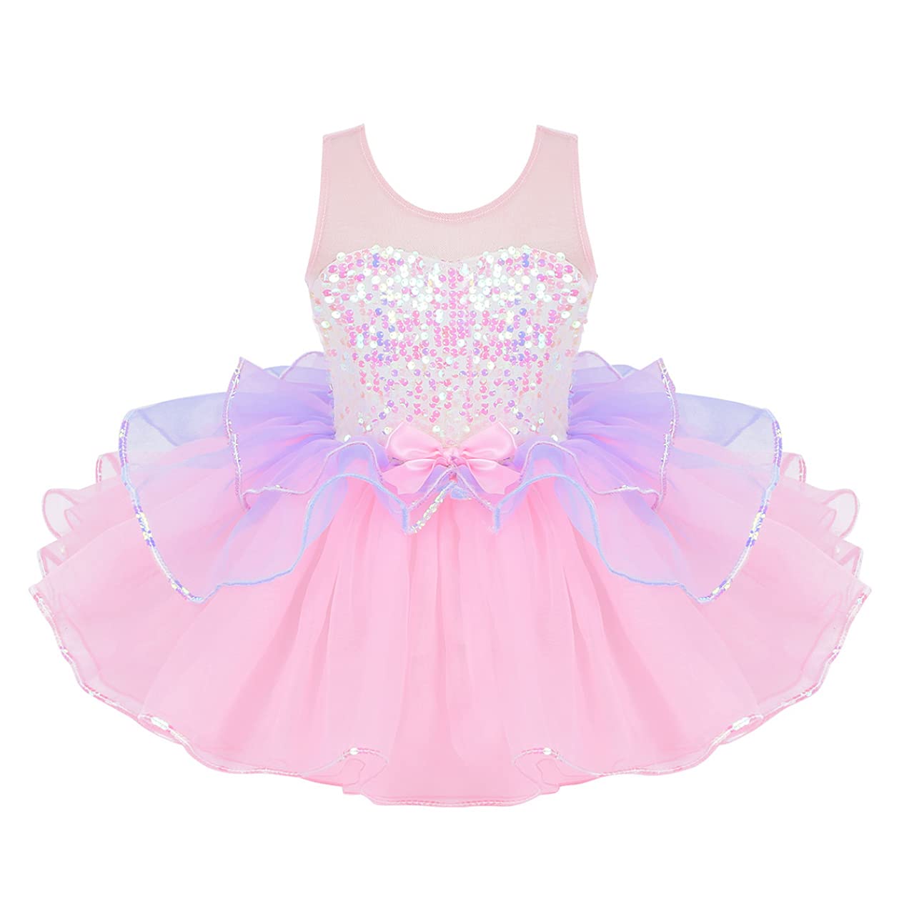 Sparkly Sequins Ballet Dance Dress for Girls - Elegant Gymnastics Leotard with Tutu Skirt | Perfect for Ballet Recitals, Dance Competitions & Costume Parties