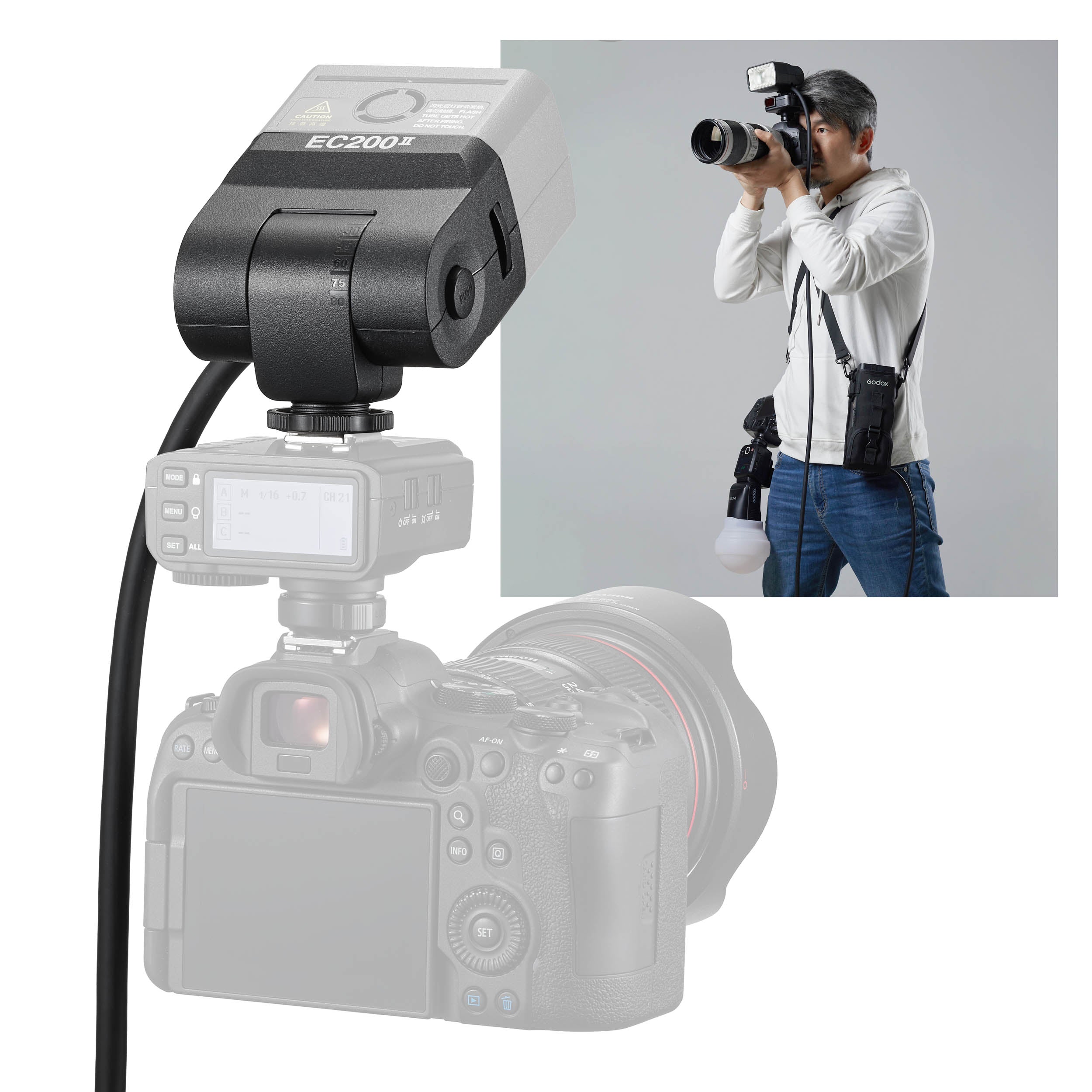 Godox AD200ProII EC200II Extension Head - Flash Accessory for Studio & Outdoor Photography - Perfect for Portraits, Events, and Professional Lighting Setups