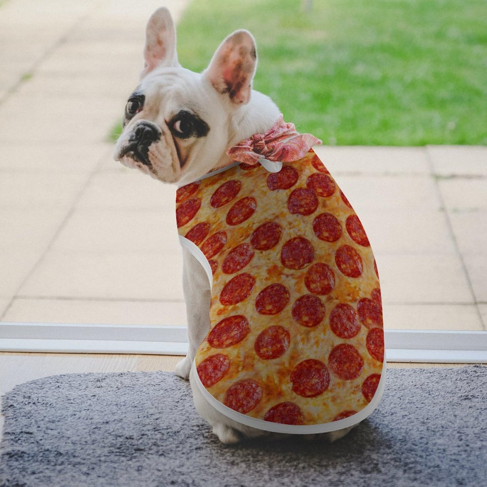 Pepperoni Pizza Pet Clothes for Small Dogs & Cats - Sleeveless Dog Outfit for Playtime