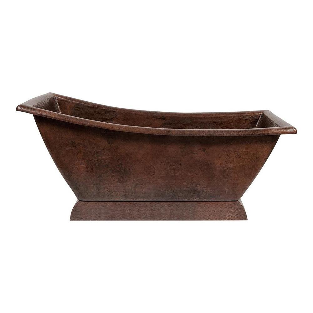 Premier Copper 67-Inch Hammered Copper Canoa Single Slipper Bathtub (BTSC67DB) - Freestanding Soaking Tub for Luxury Bathroom & Spa Relaxation