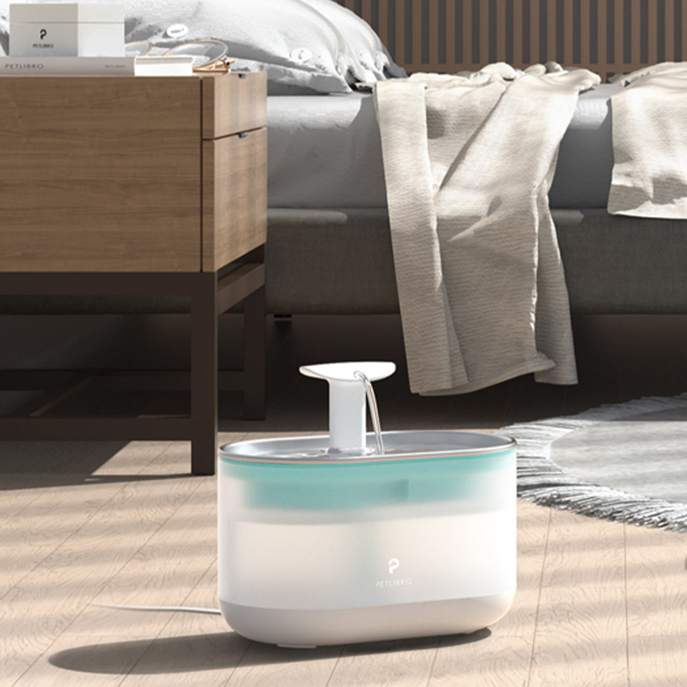 Petlibro Automatic Cat Water Fountain with LED Light - Quiet 2L Pet Drinking Fountain for Cats & Small Dogs - Perfect for Home, Office, or Travel Use