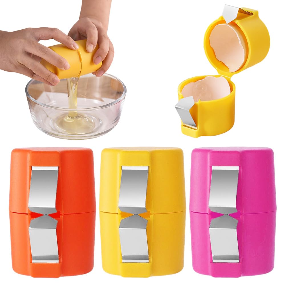 3-Pack Egg Shell Opener & Peeler Tool - Easy Egg Cracker for Raw & Boiled Eggs - Kitchen Gadget for Perfectly Peeled Eggs - Ideal for Breakfast Meal Prep, Baking & Cooking
