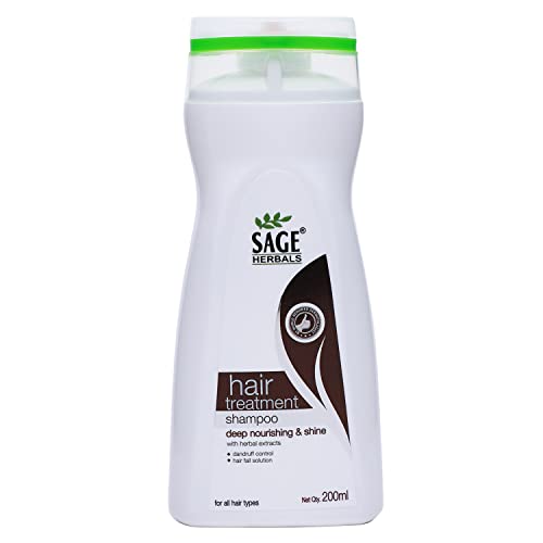 Sage Herbal Hair Treatment Shampoo - Controls Hair Fall & Dandruff, Promotes Healthy Hair Growth with Deep Nourishment & Shine (200ml) - Perfect for Daily Hair Care & Scalp Treatment