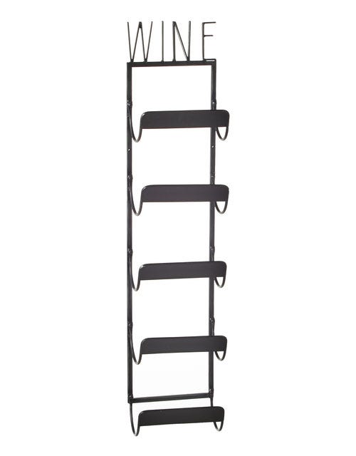 5-Tier Vertical Wine Rack with Chalkboard Label - Space Saving Wine Storage Organizer for Kitchen, Dining Room or Bar Counter - Perfect for Home, Office & Party Use