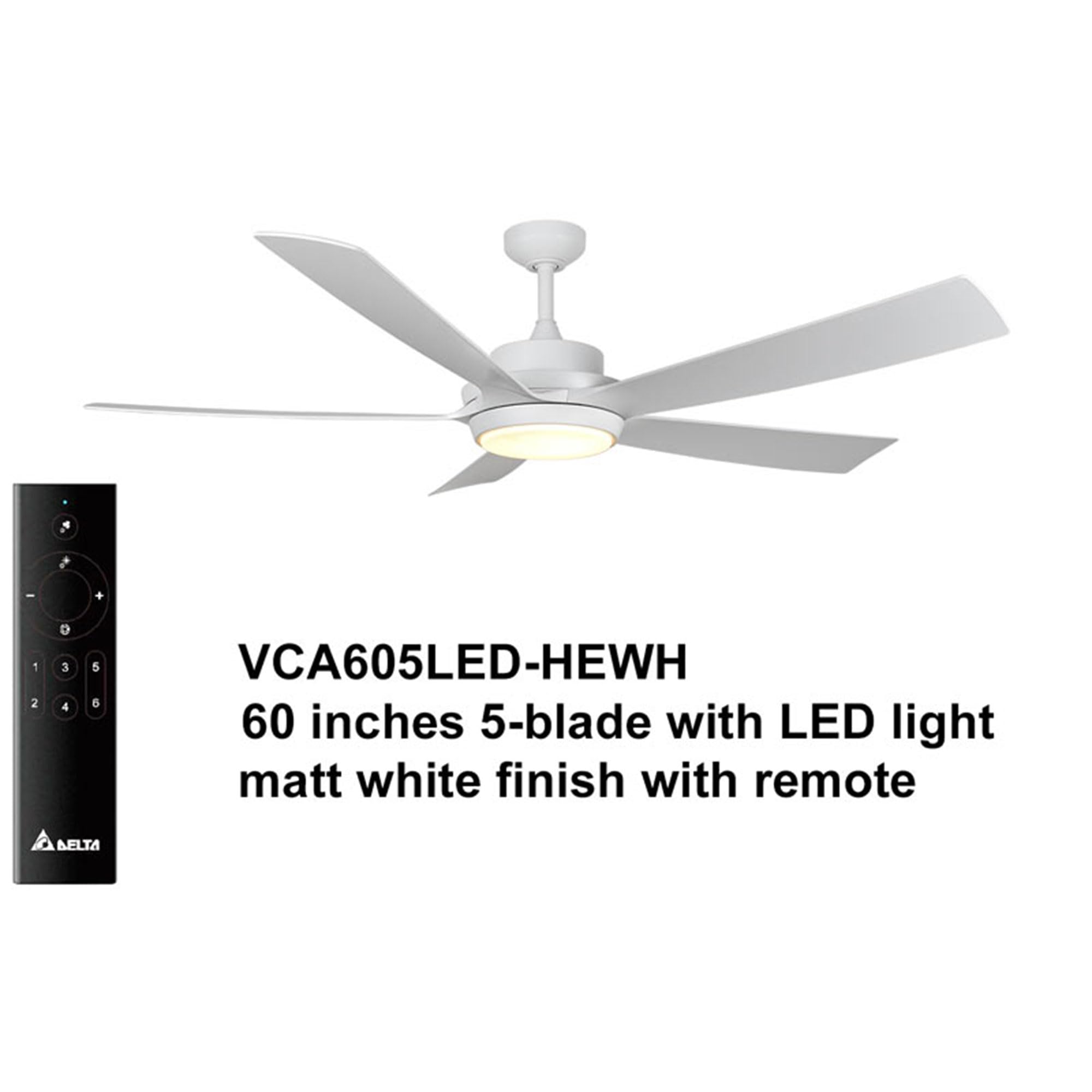 Delta Breez Pleasanton 60 Inch Ceiling Fan with LED Light and Remote Control - Indoor Outdoor Use - White - Perfect for Living Room, Bedroom, Patio and Covered Porch