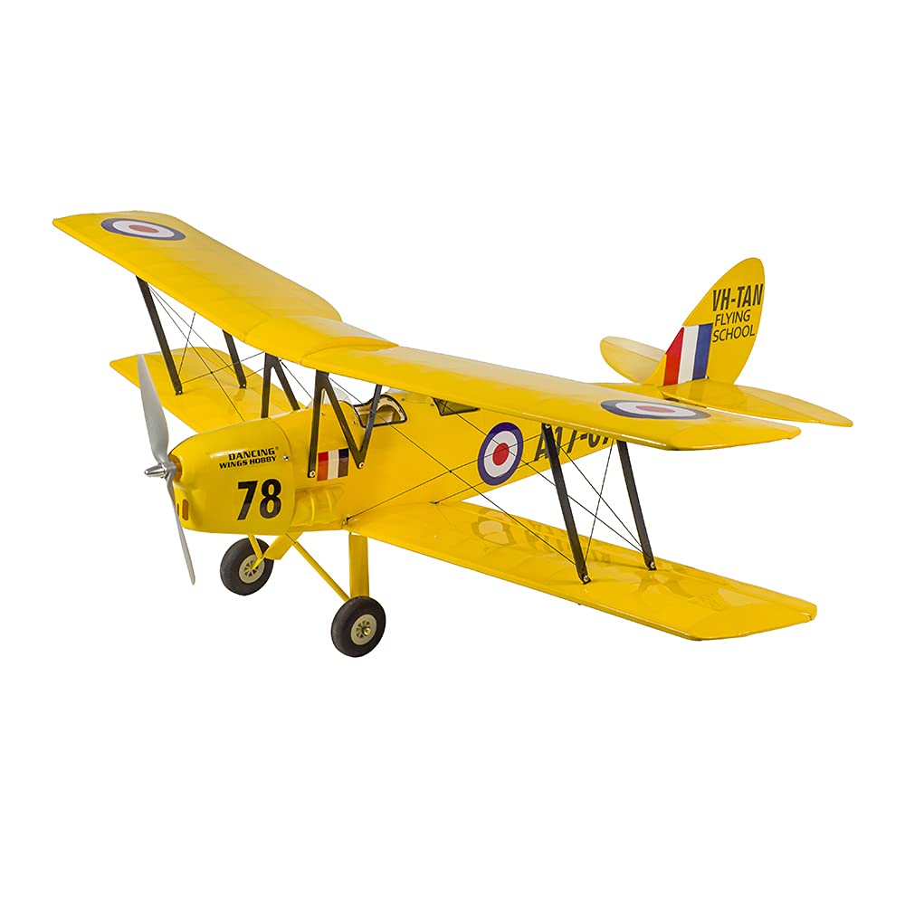 DW Hobby 0.8M Balsa Wood ARF RC Airplane - Tiger Moth Biplane Model for Adults (SCG3905-447) | Ready-to-Fly Remote Control Aircraft for Outdoor Flying & Aerial Photography