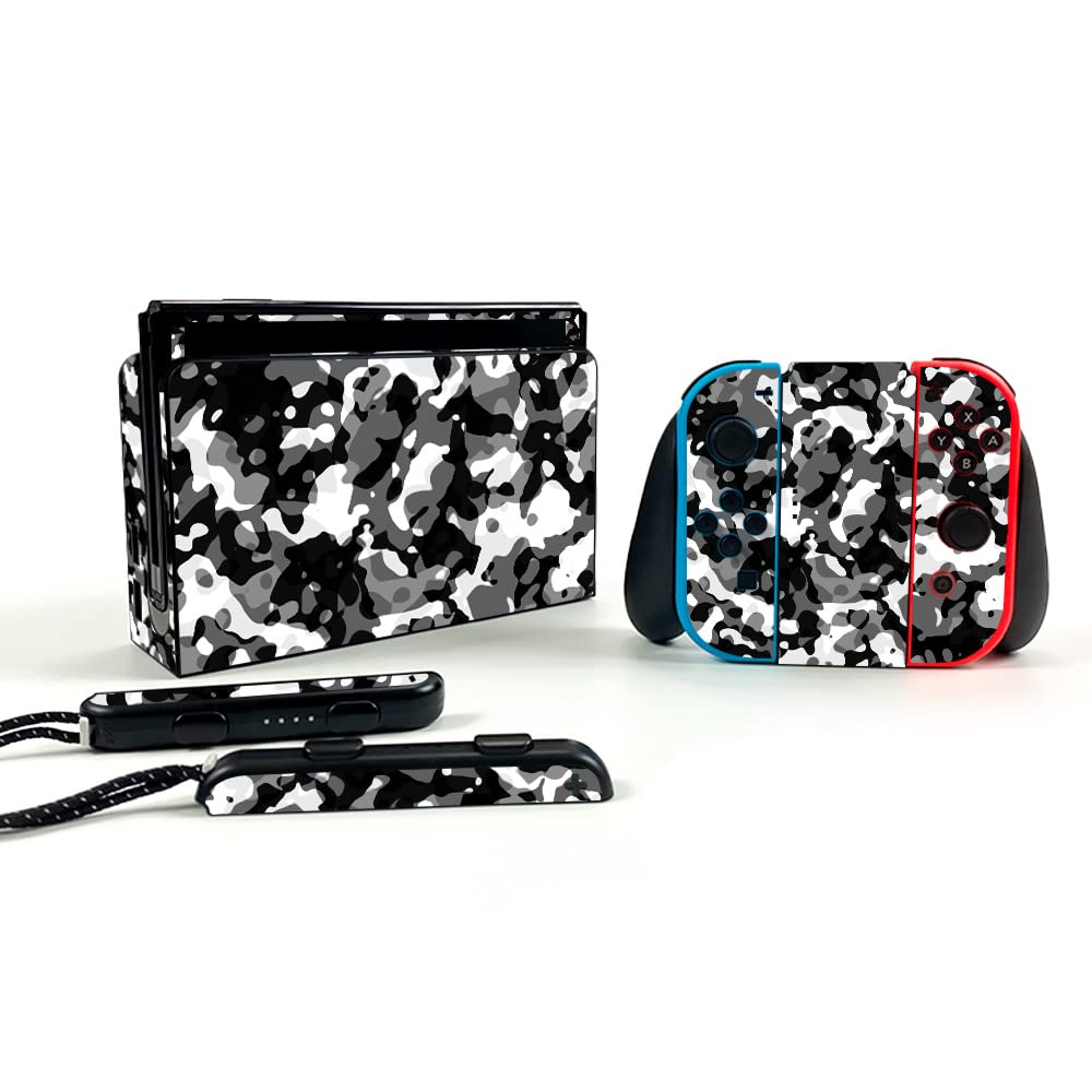MightySkins Protective Vinyl Skin Decal for Nintendo Switch OLED - Black Modern Camo | Durable Custom Wrap Cover | Easy to Apply & Remove | Made in USA | Perfect for Gaming, Travel & Personalization