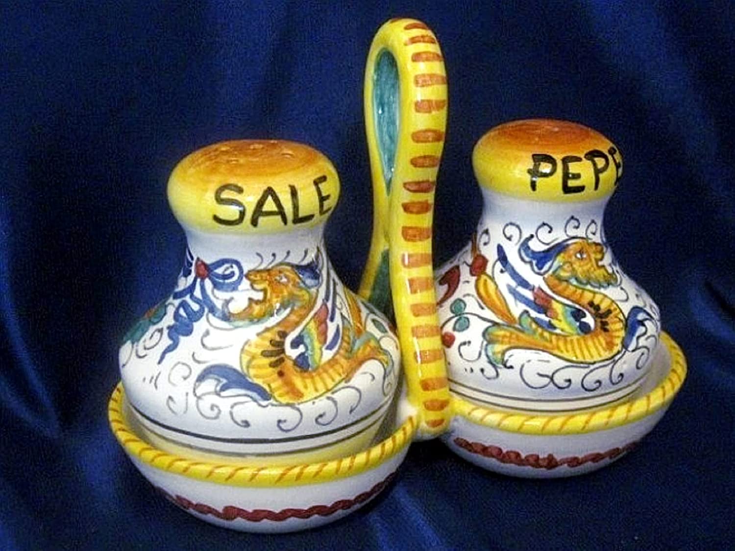 Deruta Italy by Gute | Raffaellesco Salt & Pepper Set | Handcrafted & Handpainted Italian Ceramic Shakers | Authentic Deruta Pottery Made in Italy | Perfect for Kitchen, Dining Table & Gift Giving