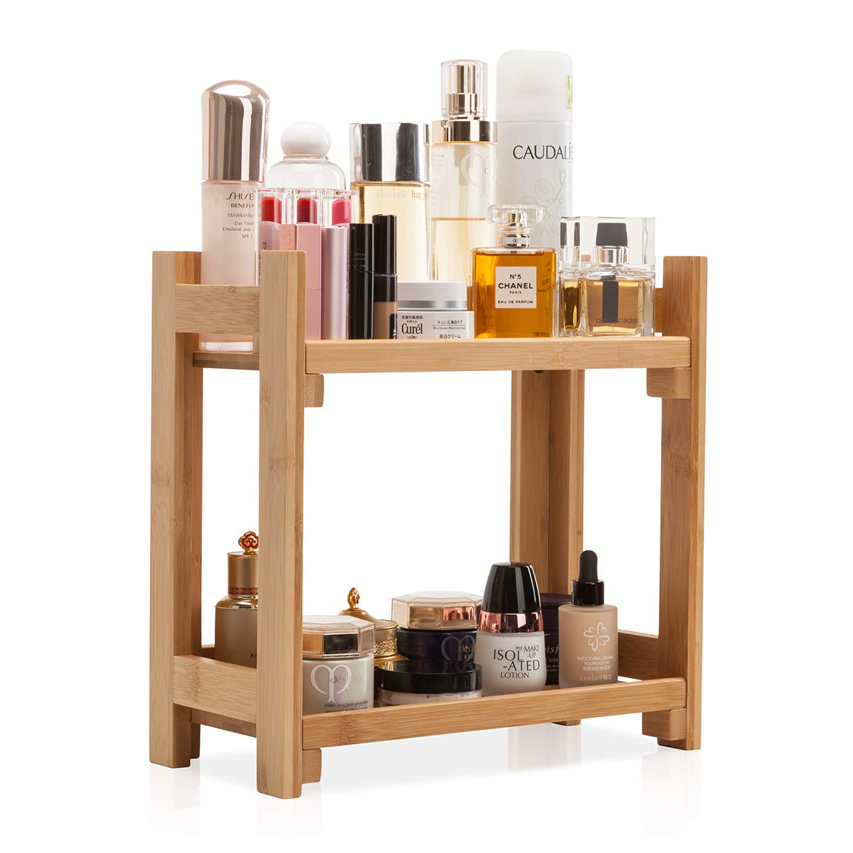 GOBAM Bathroom Counter Organizer Shelf - Bamboo Cosmetic & Vanity Perfume Storage with Easy Assembly | Perfect for Bathroom, Bedroom, and Makeup Vanity Organization