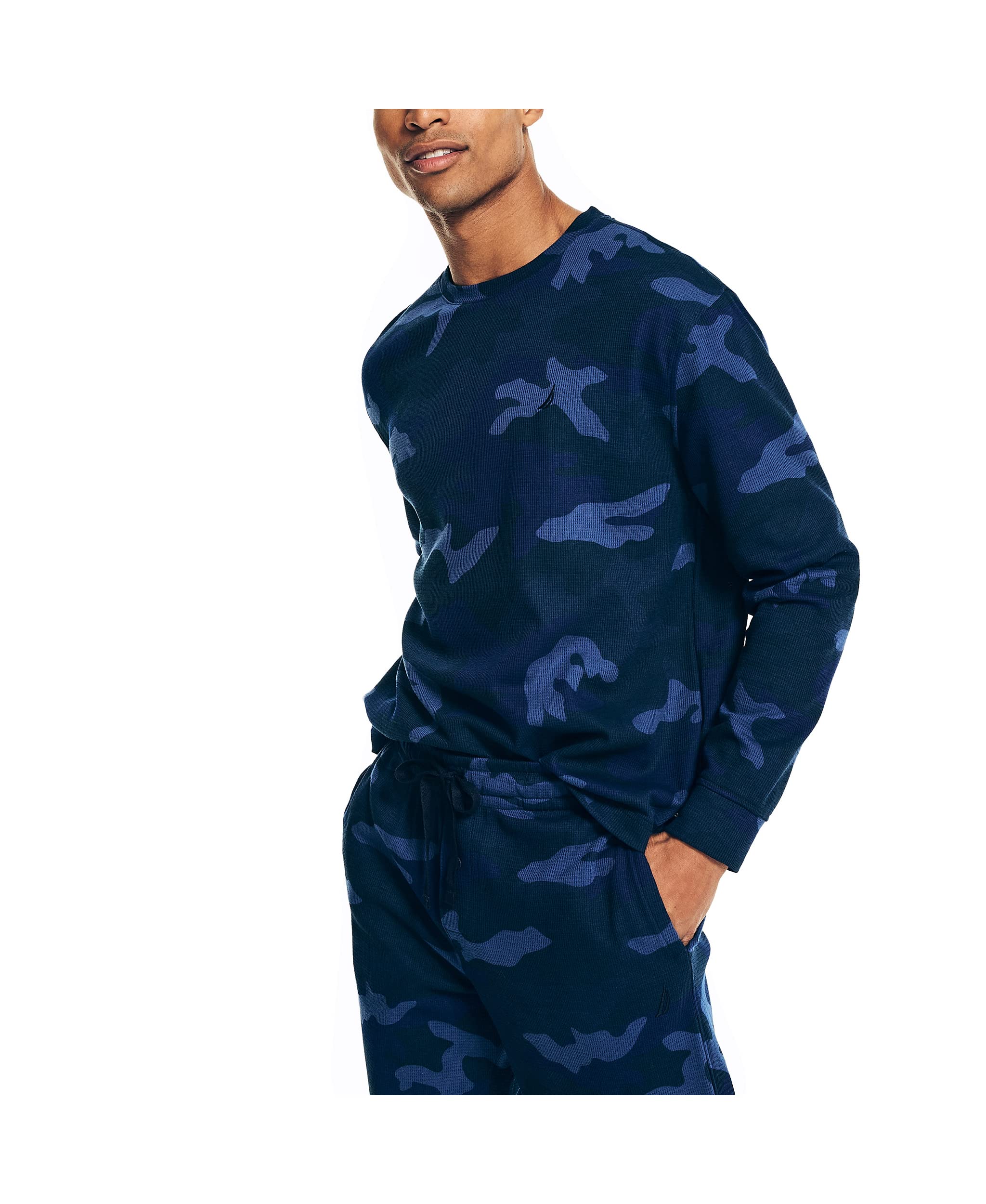 Nautica Men's Waffle Print Pajama Pants Set - Soft & Comfortable Sleepwear for Lounge & Home Relaxation