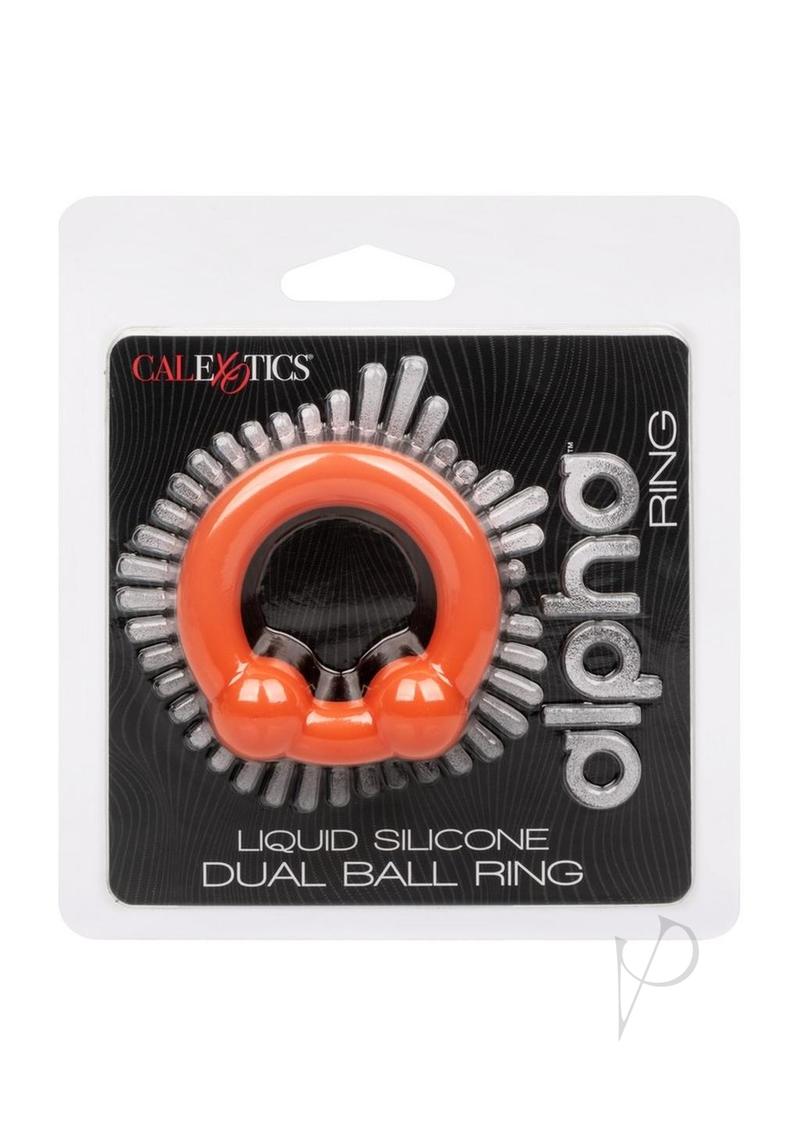 Alpha Liquid Silicone Dual Ball Ring - Soft & Flexible Cock Ring for Men - Orange - Enhance Pleasure & Performance - Perfect for Couples Play & Solo Use