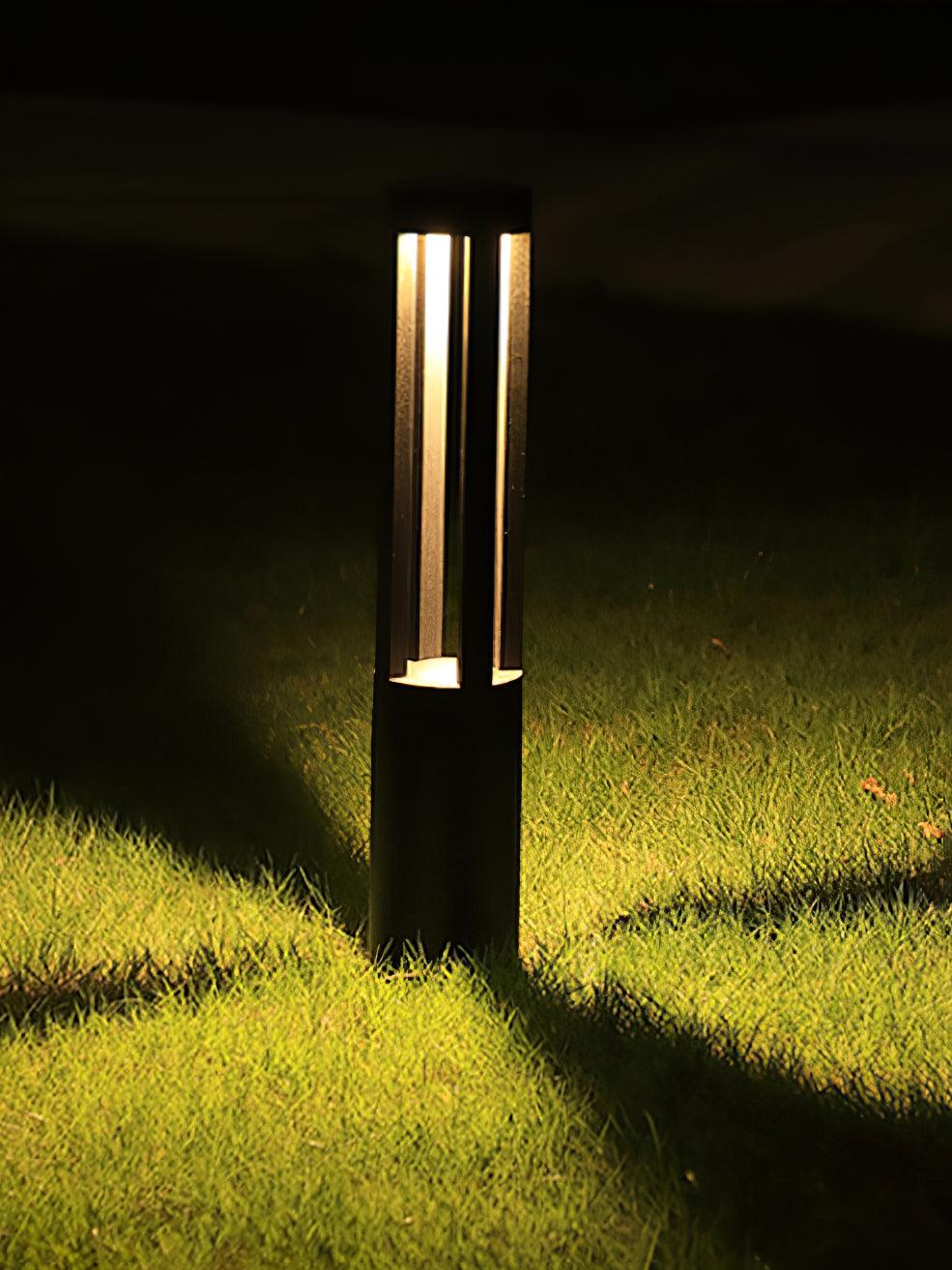 Solar Powered Black Cylindrical LED Garden Light - Waterproof Outdoor Landscape Lighting for Patio, Yard, Pathway, and Driveway Decor