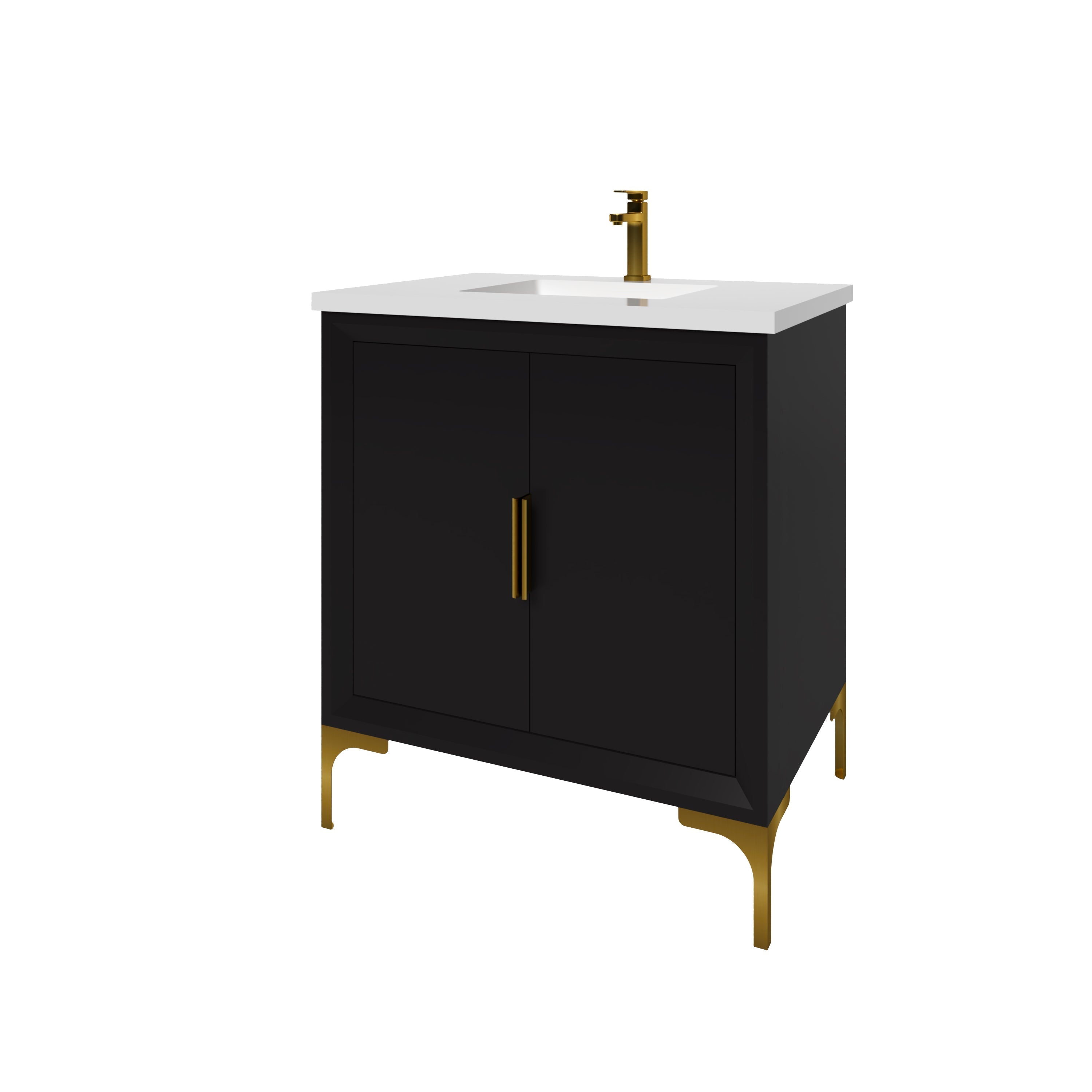 29.5 Inch Black Oxford Bathroom Vanity with Sink - Modern Single Sink Bathroom Cabinet for Small Spaces, Powder Rooms & Master Baths