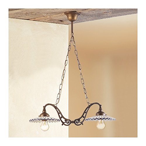 Vintage Country Style Balance Pendant Brass Lamp with Ceramic Pleated Lampshade - 60cm Diameter Green Decorative Lighting for Farmhouse, Bedroom & Dining Room