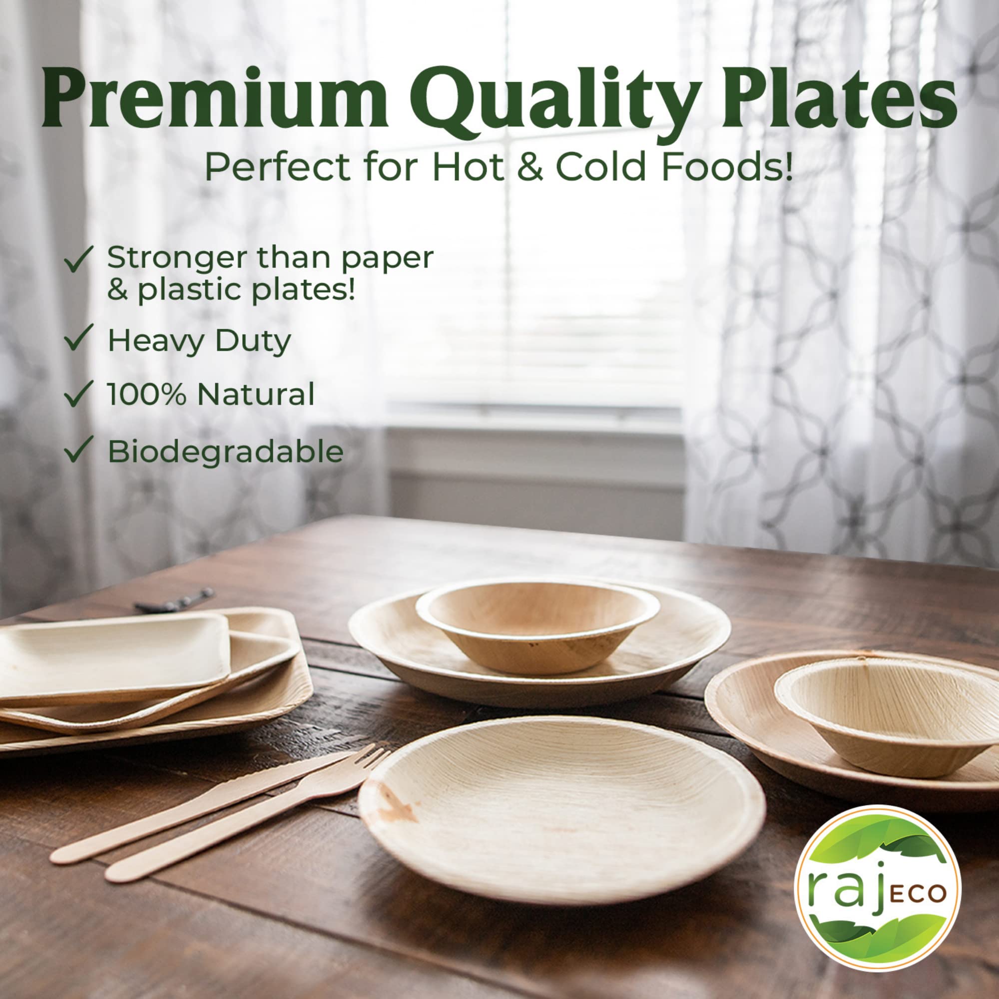 Eco-Friendly Raj Palm Leaf Plates [200-Pack] - Large Square Disposable Plates, Sturdy & Decorative Compostable Tableware for Weddings, Parties, Camping, BBQ, Picnic - Sustainable Alternative to Bamboo Plates for Indoor & Outdoor Dining