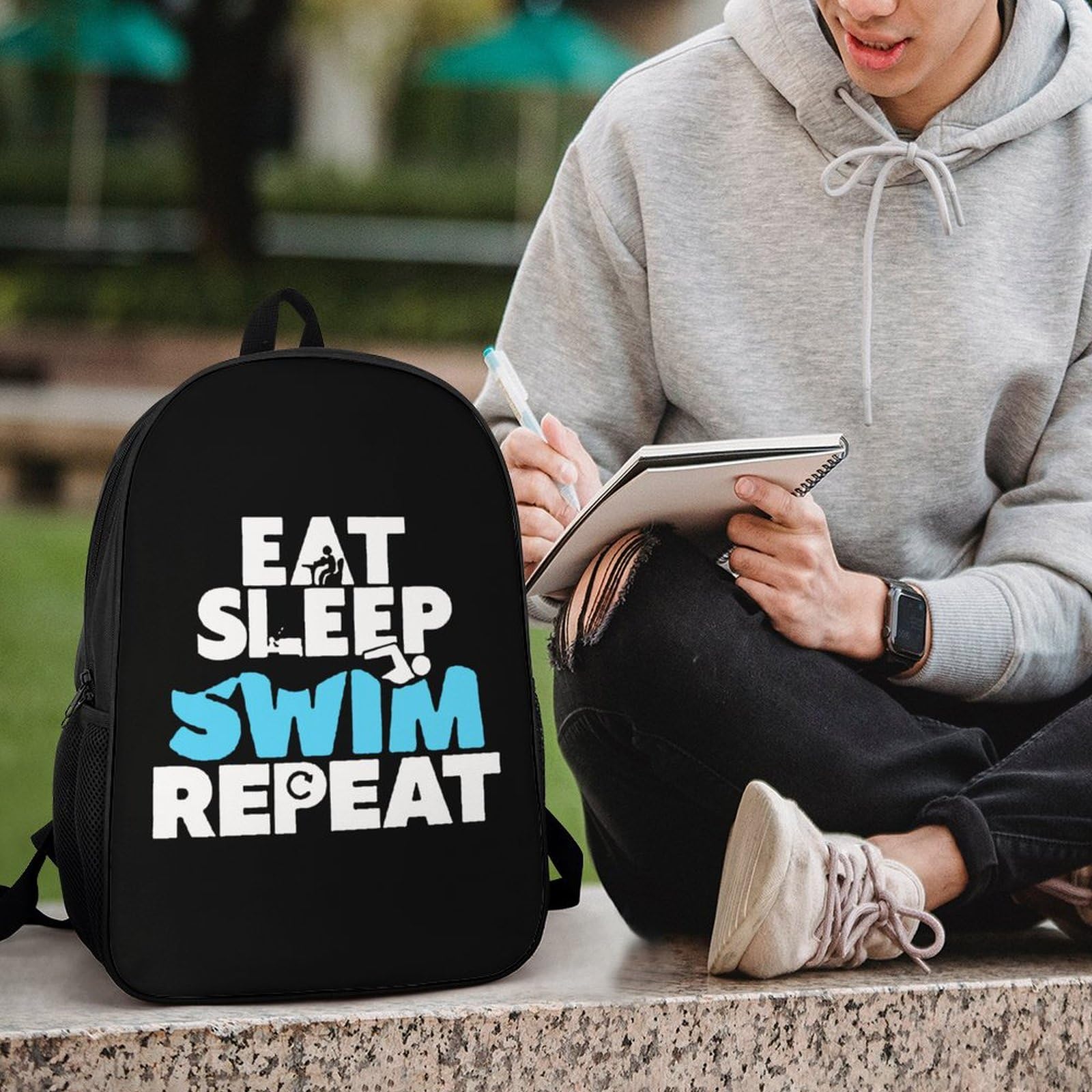 IOEDTHBJ 17 Inch Waterproof Swim Backpack - 3D Printed Laptop Backpack for Men & Women - Durable School & Travel Computer Bag - Perfect for Swimming, Gym, Beach & Outdoor Activities
