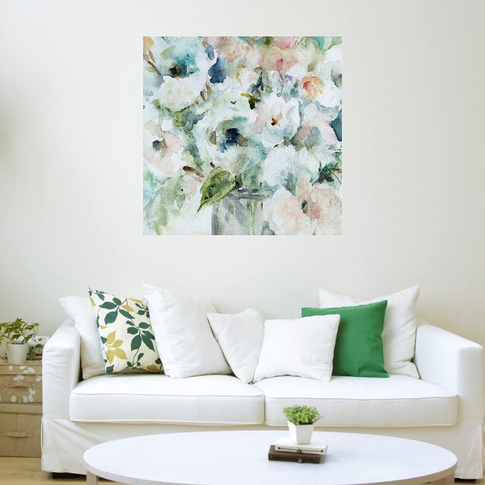 Blooming Softly Canvas Wall Art by Carol Robinson - 32x32 Inch Ready to Hang Painting for Living Room, Bedroom, Office Decor - Perfect for Home, Dining Room & Guest House Wall Decoration