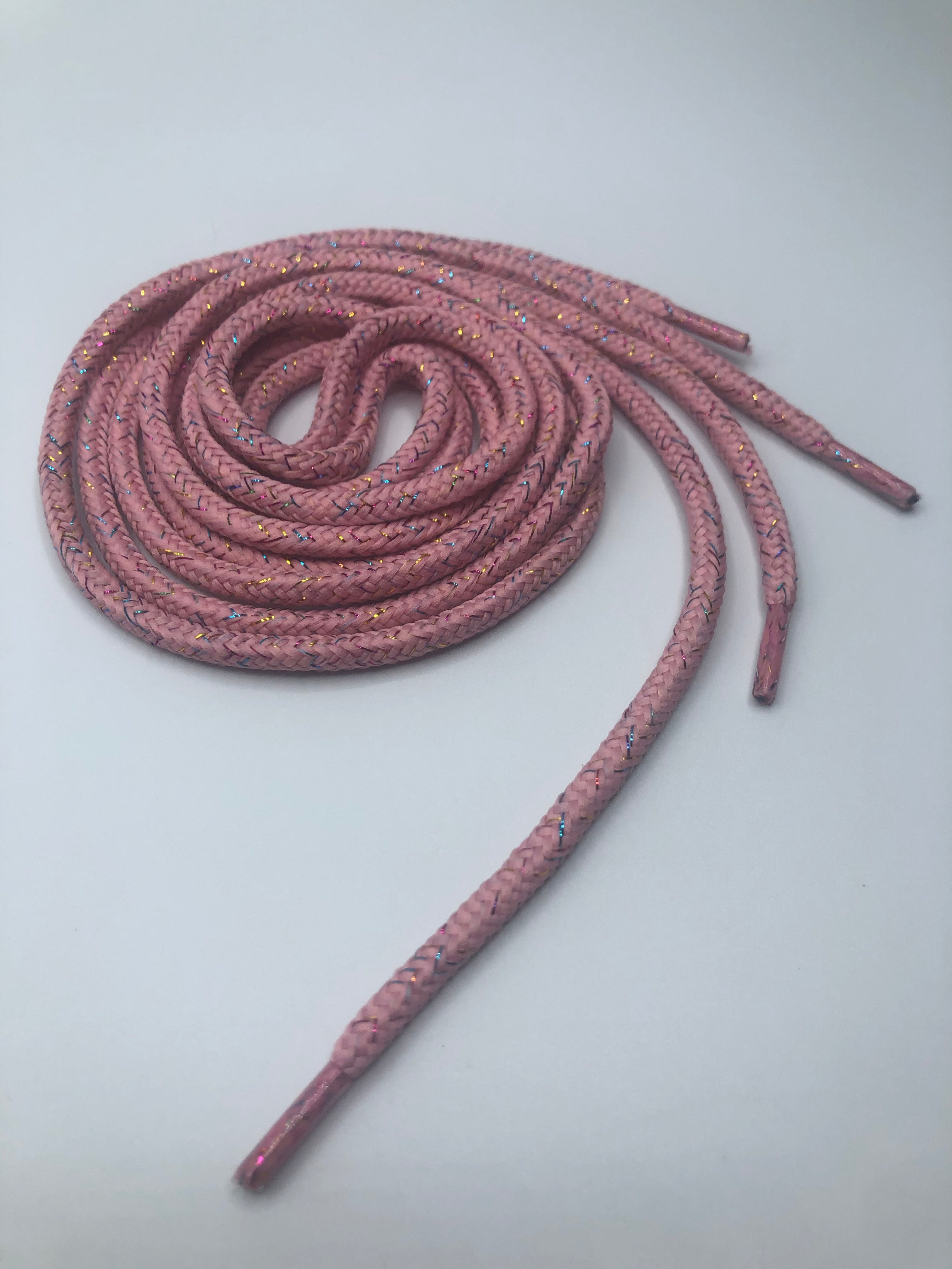 Sparkly Round Shoelaces for Women - Soft Pink Glitter Shoe Laces - Perfect for Sneakers, Running Shoes & Fashion Accessories