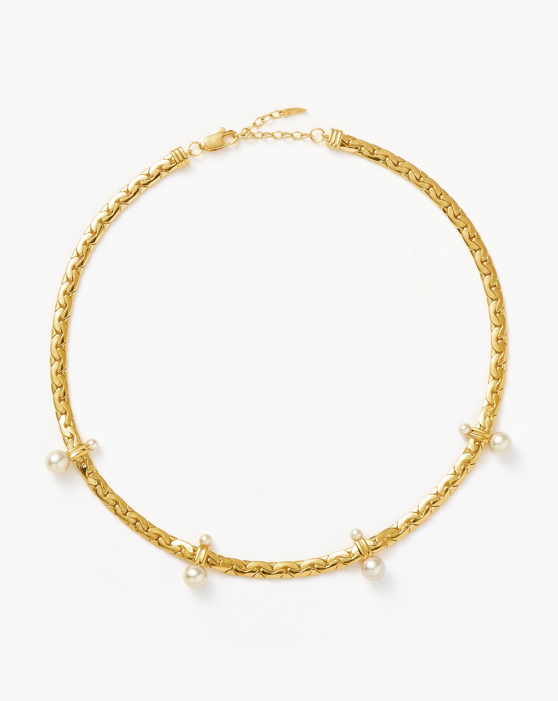 18K Gold Plated Floating Pearl Cobra Chain Choker Necklace - Elegant Pearl & Snake Design Jewelry for Women, Perfect for Parties, Weddings & Date Nights