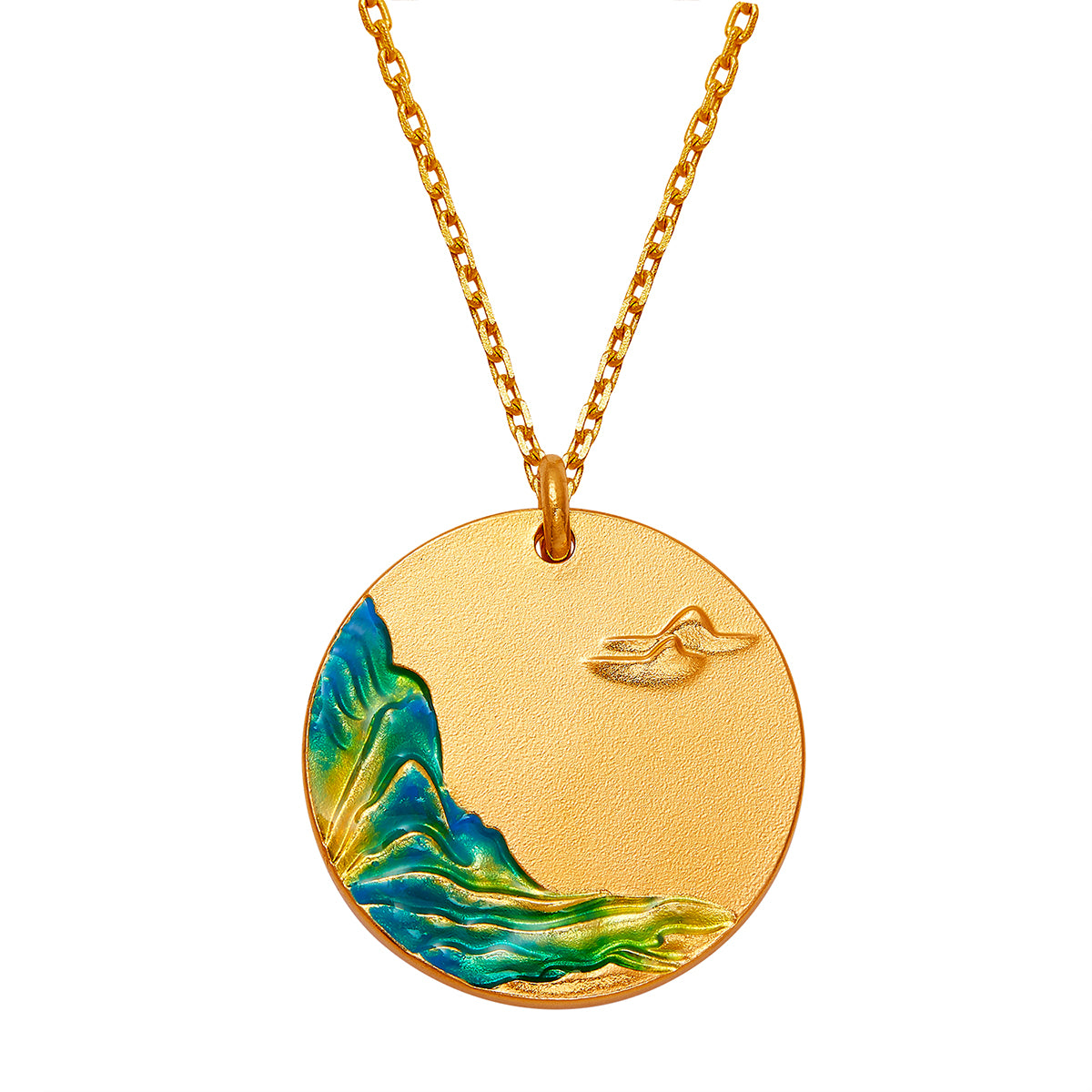 24K Gold Necklace - Elegant Mountain and Water Reflection Design | Perfect for Weddings, Anniversaries & Special Occasions