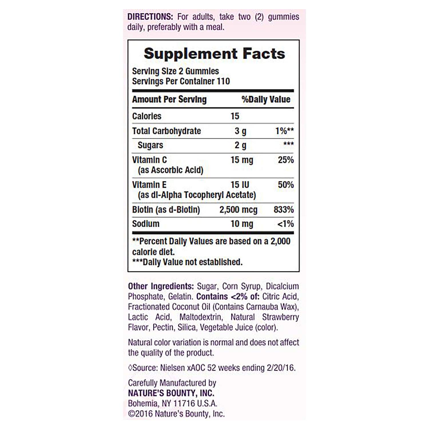 Nature's Bounty Hair, Skin & Nails Gummy Vitamins - 230 Count (2 Pack) | Biotin, Collagen & Vitamin C Supplement for Healthy Hair Growth, Glowing Skin & Strong Nails | Perfect for Daily Beauty Routine & On-the-Go Wellness