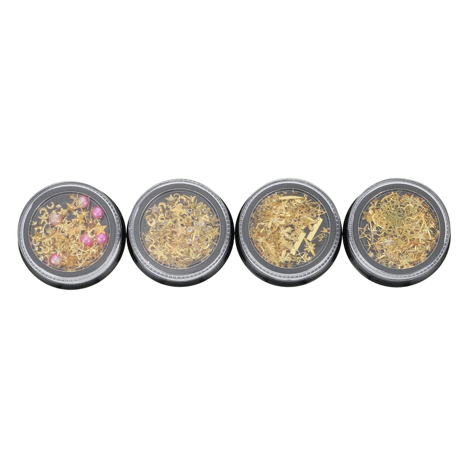 4 Boxes Nail Art Accessories Kit - DIY Manicure Metal Ornaments & Small Nail Decorations for Professional & Home Use - Perfect for Nail Salons, Parties & Gift Giving