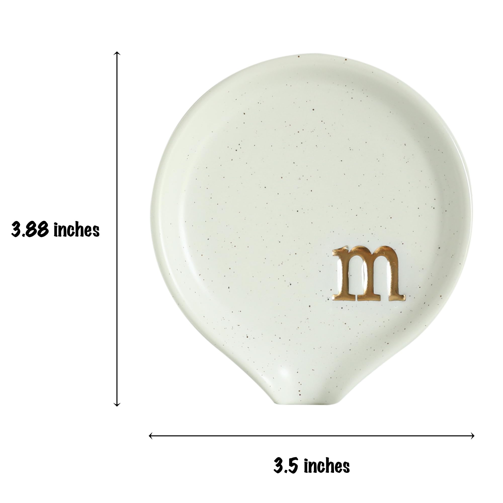COLLECTIVE HOME - Personalized Monogram Ceramic Spoon Rest for Coffee & Tea, 3.8 Inch Mini Teaspoon Holder, Durable Kitchen Countertop Accessory for Coffee Bar, Stove, or Dining Table - Perfect for Home, Office, or Restaurant Use