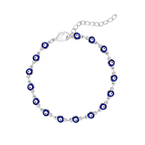 B5:silver round evil eye bracelet