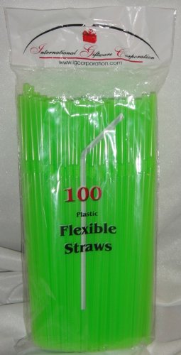 500 Flexible Drinking Straws - Lime Green - Bulk Pack of 5 x 100 Straws - Perfect for Luau, Wedding, Party & Summer Events - BPA-Free Reusable Plastic Straws for Smoothies, Cocktails & Beverages