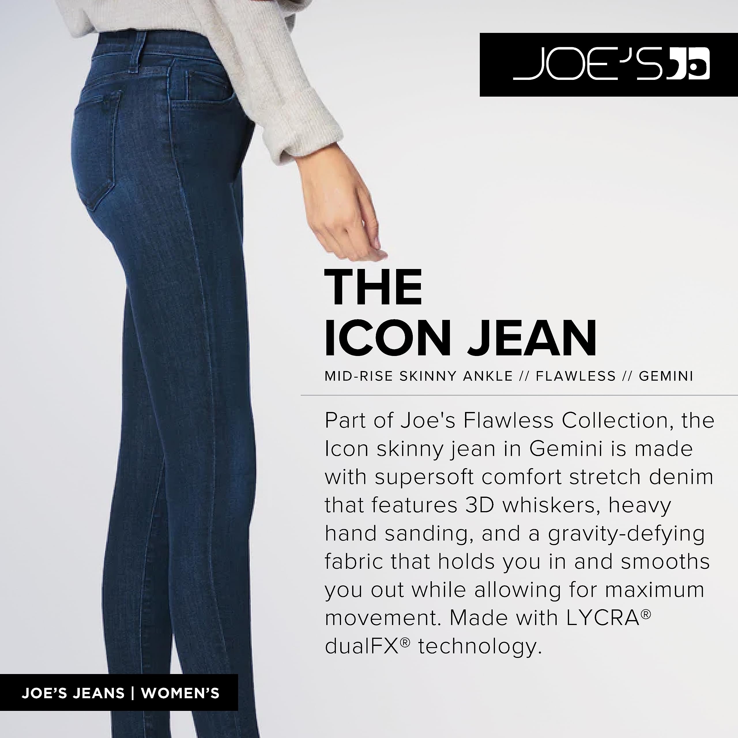 Joe's Jeans Women's Icon Midrise Skinny Ankle Jean - Slim Fit Stretch Denim Pants for Casual & Work Wear | Perfect for Everyday Outfits, Office & Date Nights