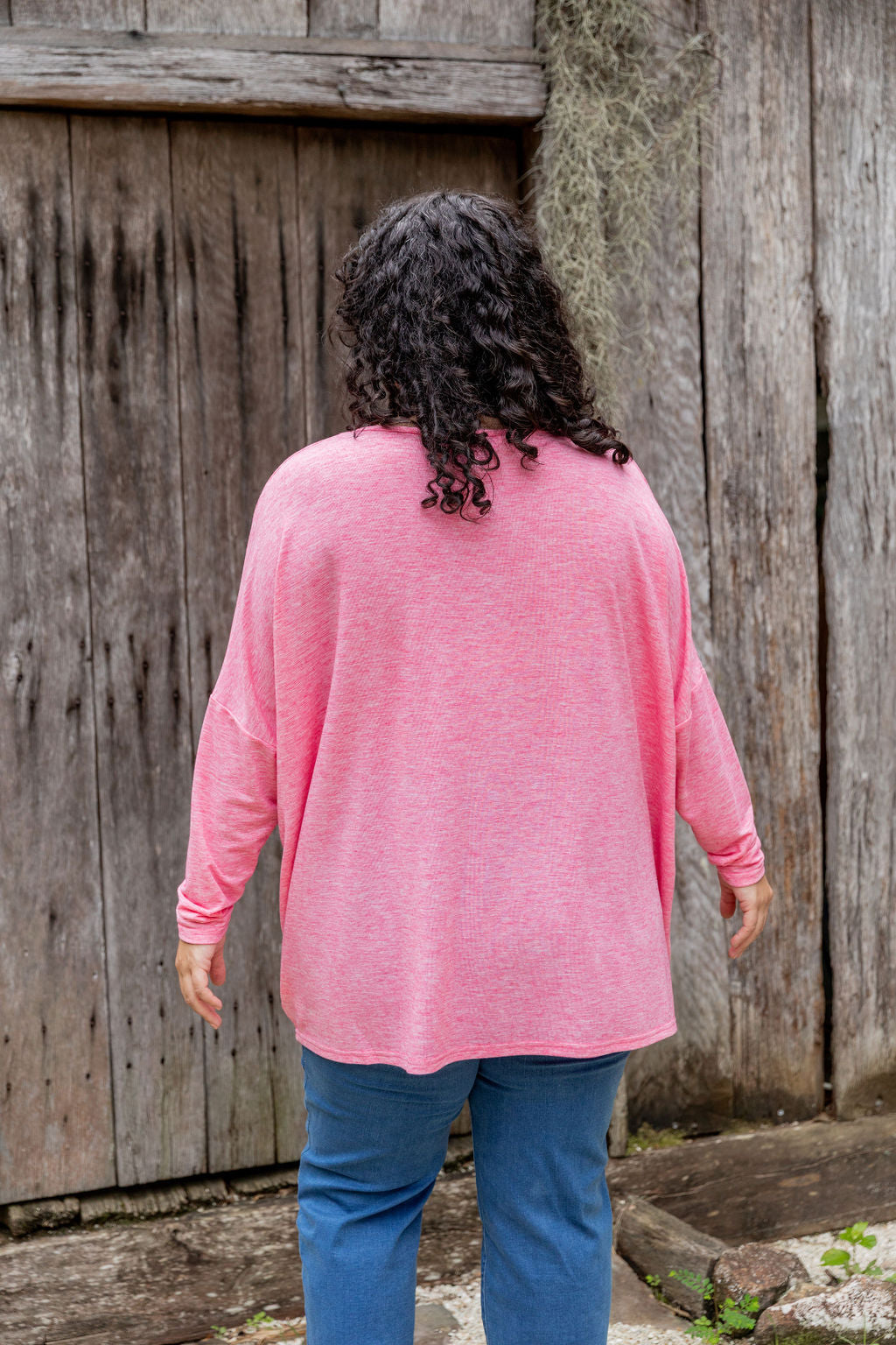 Women's Harlow Knit Top in Pink Marl - Soft Casual Sweater for Everyday Wear & Layering