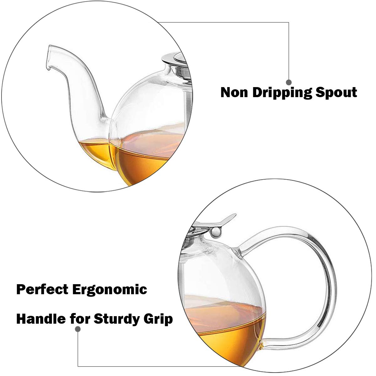 Artcome 34oz Glass Teapot with Removable Infuser - Stovetop Safe Blooming & Loose Leaf Tea Maker - Perfect for Home, Office & Tea Ceremonies