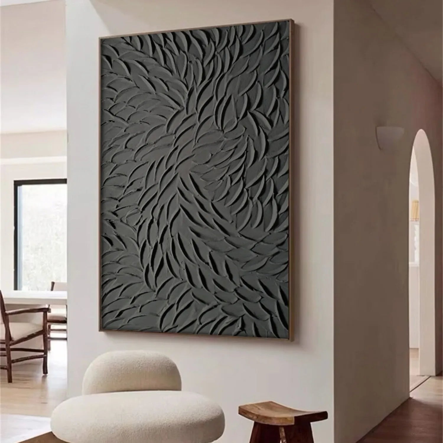 Black Minimalist Textured Painting Canvas - Modern Abstract Wall Art for Home & Office Decor #MZ106 | Perfect for Living Room, Bedroom & Office Spaces