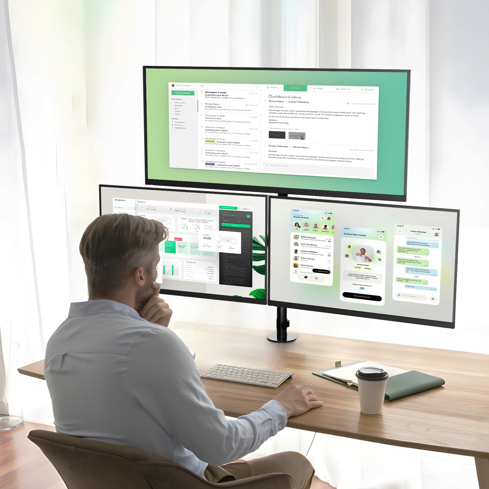 Triple Monitor Stand for 17-32