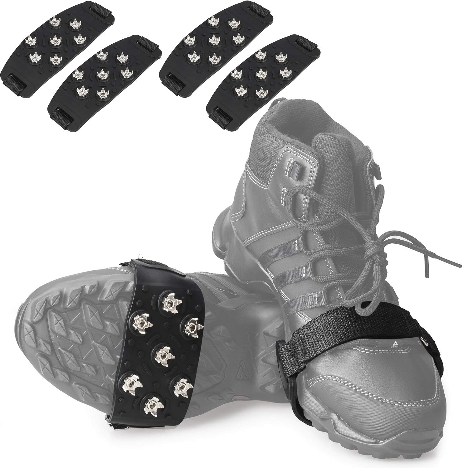 7-Point Anti-Skid Crampon Traction Cleats for Walking, Jogging, Hiking & Mountaineering - Ice & Snow Grips for Boots & Footwear - Perfect for Winter Trails, Icy Sidewalks & Outdoor Adventures