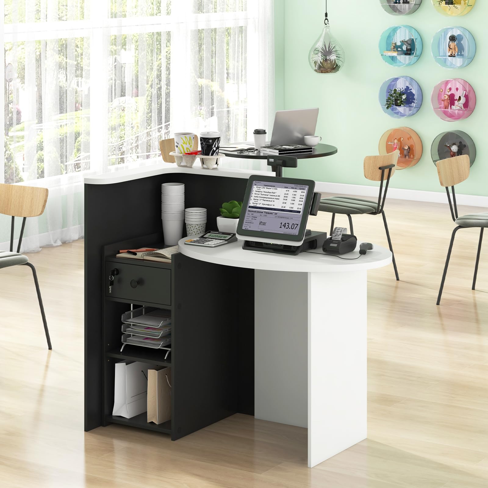Giantex Reception Desk with Lockable Drawer - 63