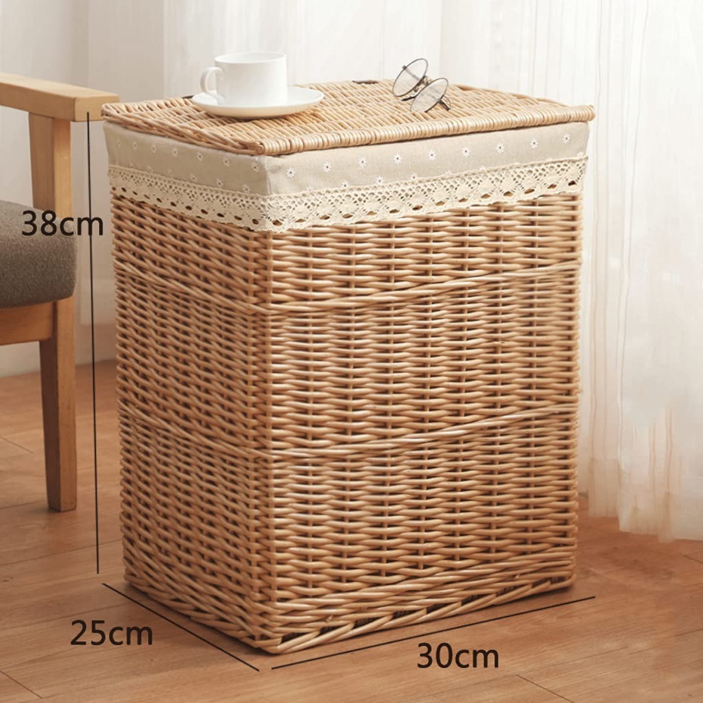 Woven Wicker Storage Basket - Fabric Storage Bin for Home Organization, Gifts, Shelves, Shoes & Laundry (30x25x38cm) | Perfect for Bedroom, Bathroom & Closet Storage Solutions