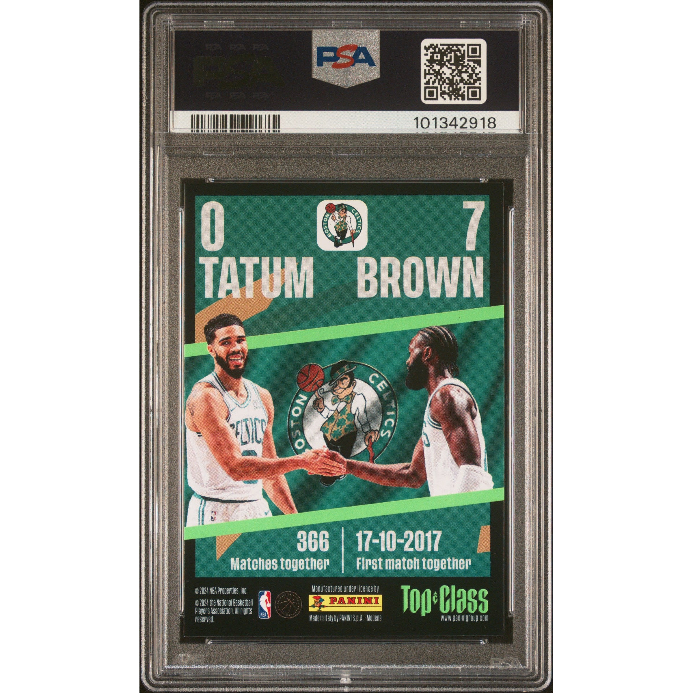 2024 Panini NBA Top Class Brown Tatum Synergy #218 PSA 8 Graded Basketball Card - Perfect for Collectors, Investors & Sports Fans Display