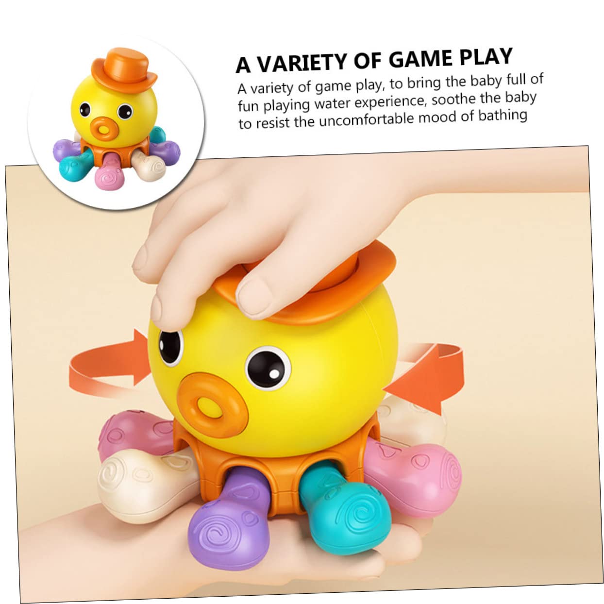 HEMOTON 3-Piece Wind-Up Octopus Bath Toys - Cute Orange Plastic Water Toys for Kids, Pool & Bathtime Fun | Bathing, Swimming & Sensory Play