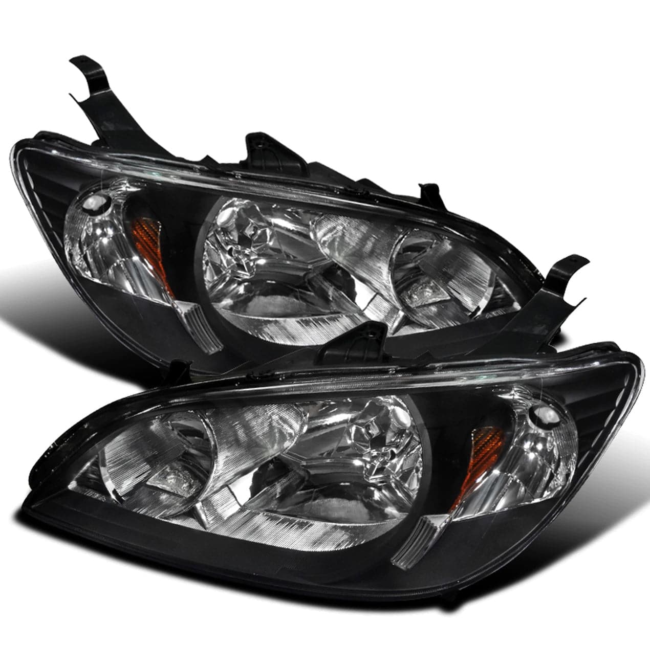 2004-2005 Honda Civic Crystal Headlights - Matte Black Housing with Clear Lens | Replacement Headlight Assembly for Improved Night Visibility | Perfect for Daily Commuting & Night Driving