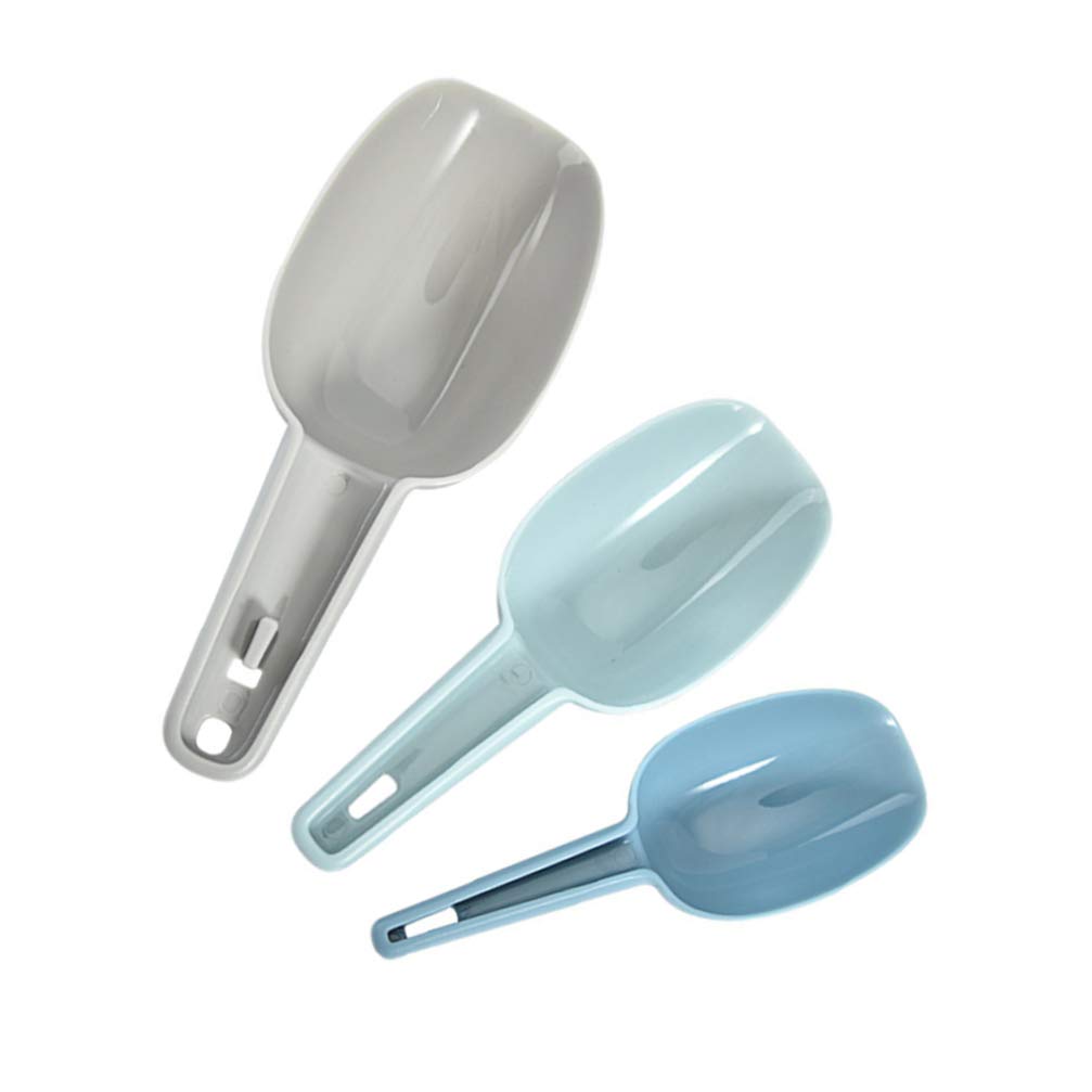 Hemoton 3-Piece Plastic Scoop Set - Food Shovel, Ice Scoop, Kitchen Utensil for Pet Food, Grains, Rice & Ice Cream - Durable Multi-Purpose Scoops for Cooking, Baking & Serving