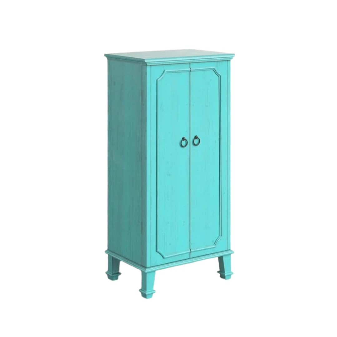 Charlize Jewelry Armoire with Lock - Turquoise Jewelry Storage Organizer for Necklaces, Rings & Bracelets - Perfect for Bedroom, Closet or Gift
