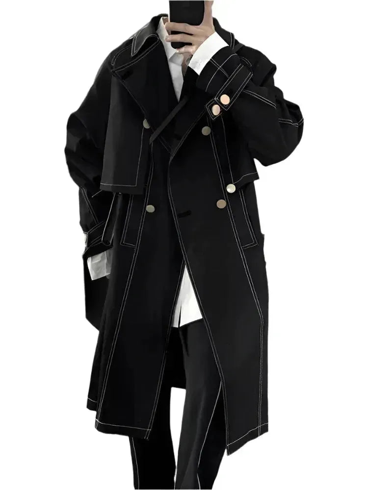 Men's Casual Loose Fit Double Breasted Trench Coat - Stylish Waterproof Overcoat for Fall & Winter | Perfect for Office, Dating & Outdoor Activities