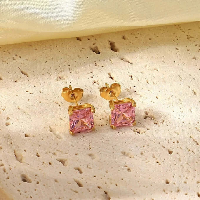 18K Gold Plated Cubic Zirconia Stud Earrings - Elegant Tiny CZ Earrings for Women | Perfect for Everyday Wear, Parties & Gifting (JDE758)