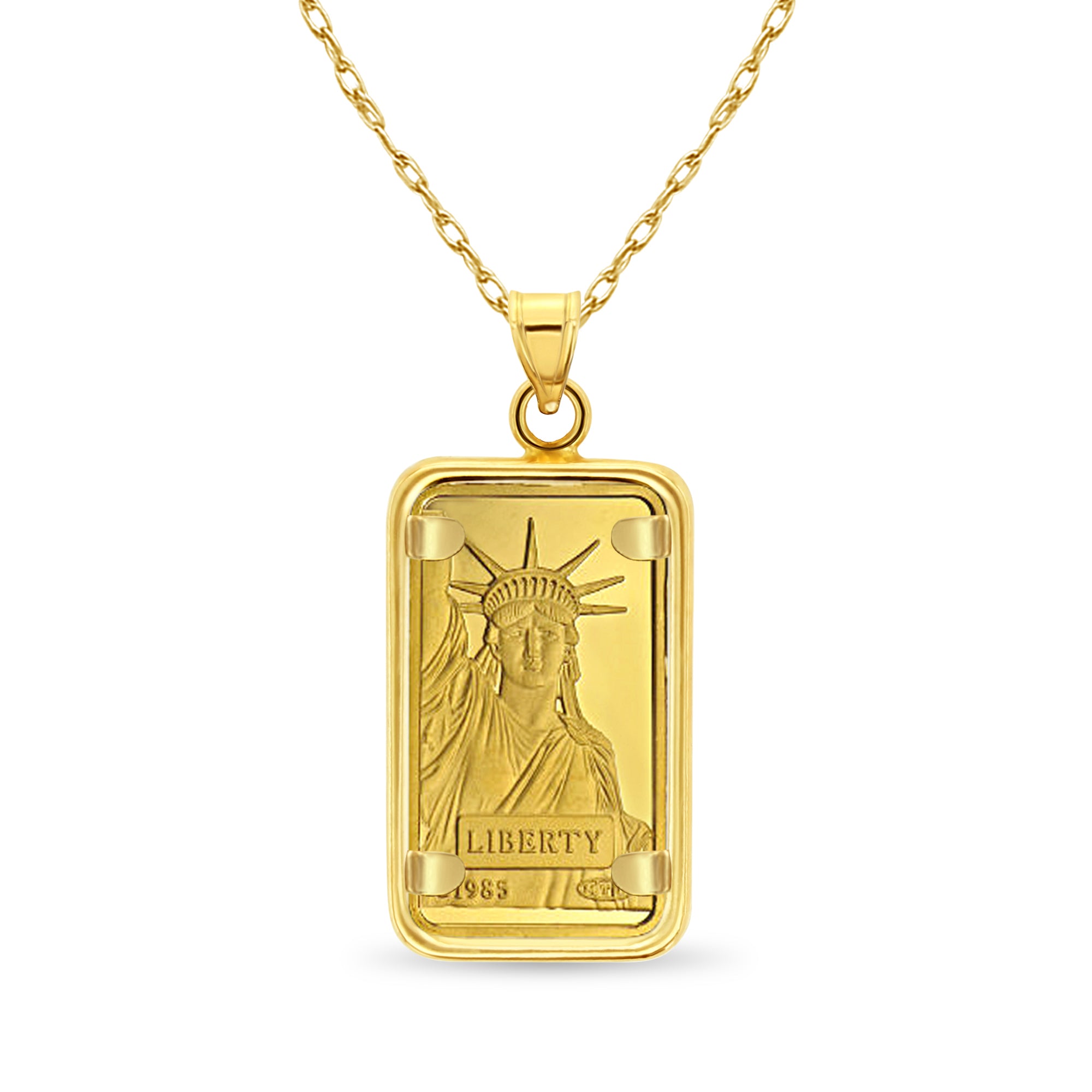 10 Gram Pamp Credit Suisse Gold Bar Necklace - 24K Solid Gold Pendant with Polished Bezel - Luxury Jewelry Gift for Women - Perfect for Weddings, Anniversaries & Special Occasions